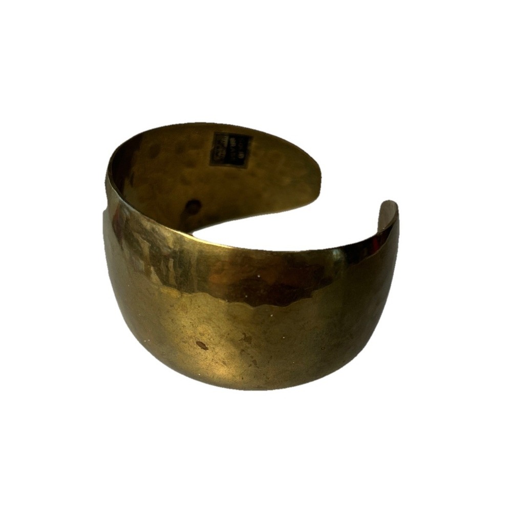 Handmade Solid Brass Cuff Bracelet Hammered Finish Boho Vintage Style Made India